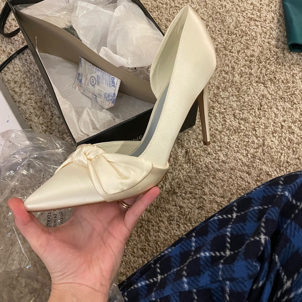 Nine West Ivory Satin Pumps